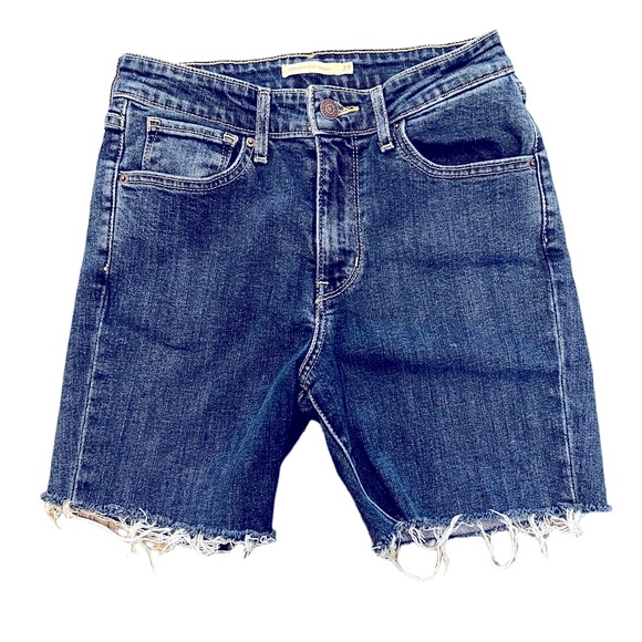 Levi’s 721 High Rise Skinny Cut-Off Shorts Blue Denim Denim Size 27 - Picture 2 of 5